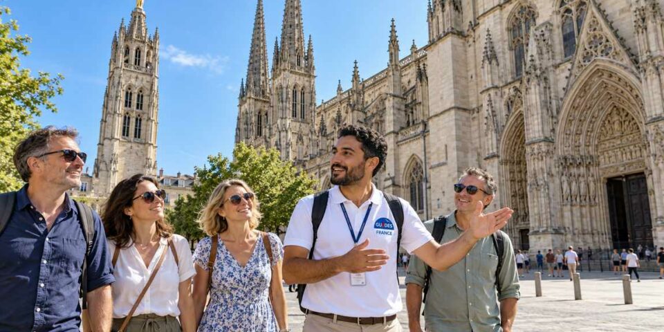 Guide-conférencier lors d'une visite guidée à Bordeaux