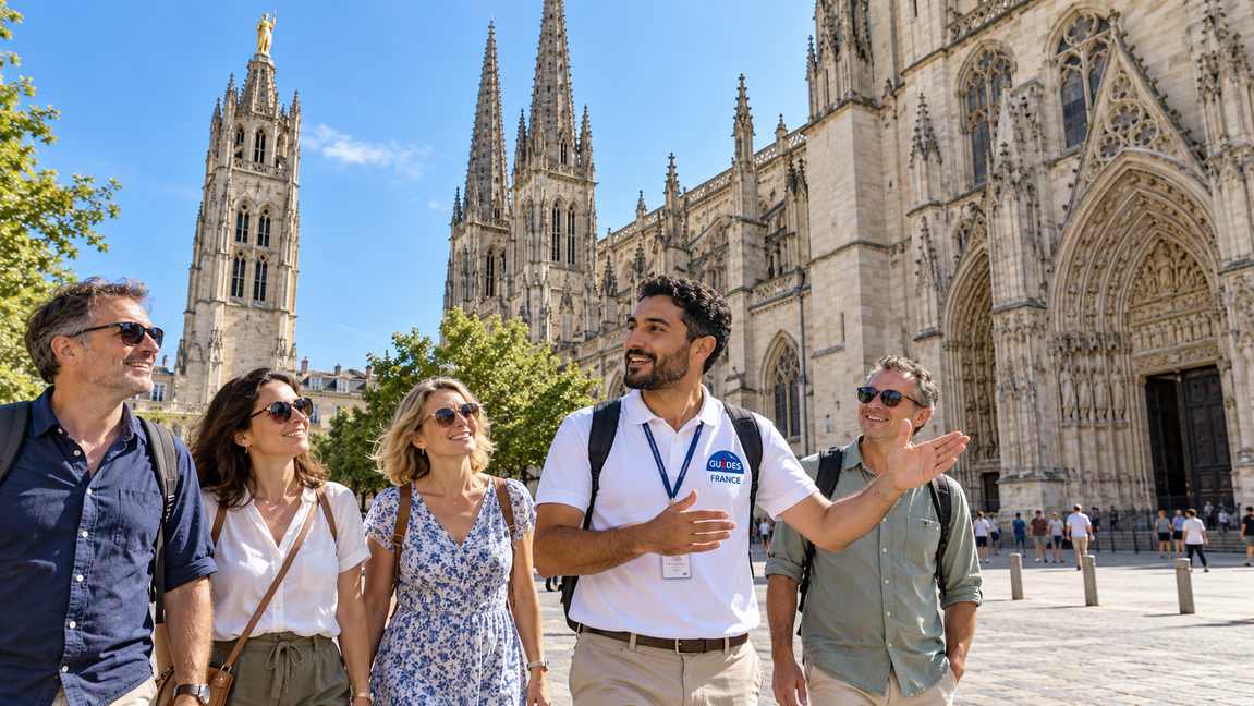 Guide-conférencier lors d'une visite guidée à Bordeaux